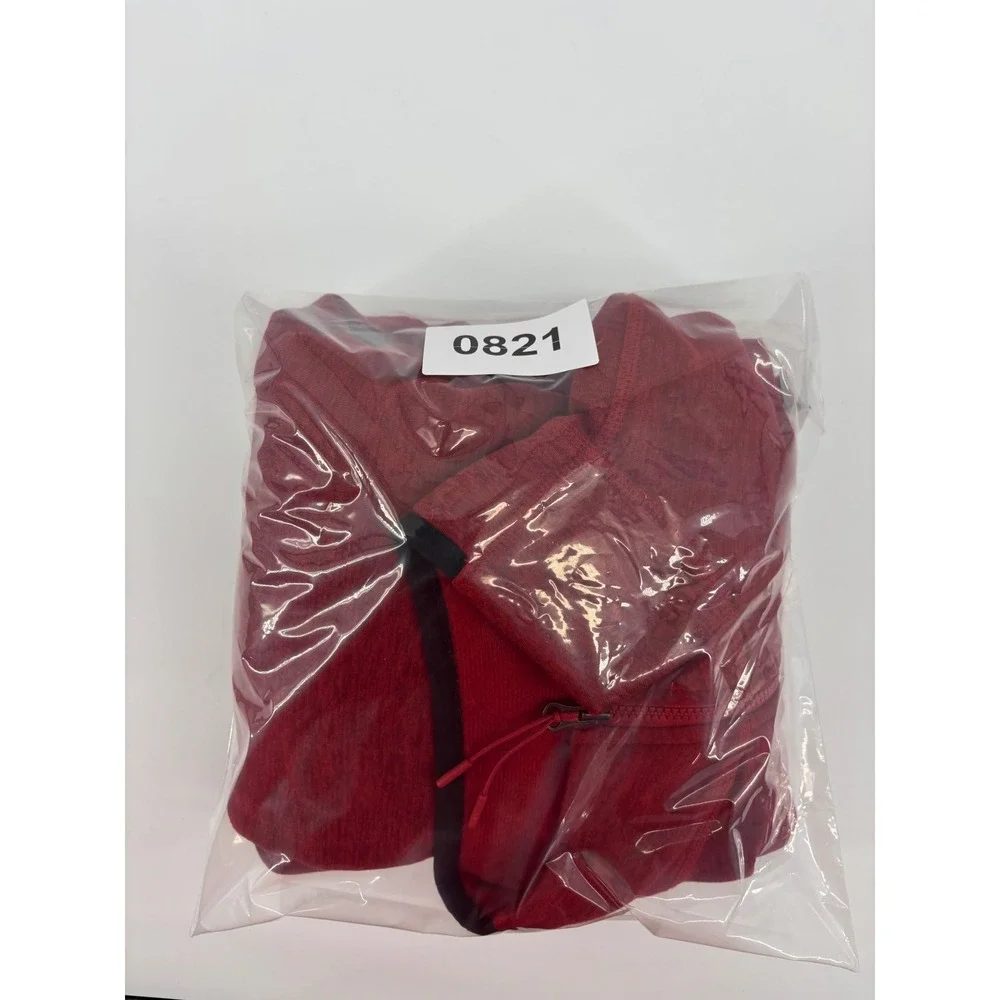 The North Face Mens Red Heathered Quarter Zip Pullover Fleece Jacket Size Medium